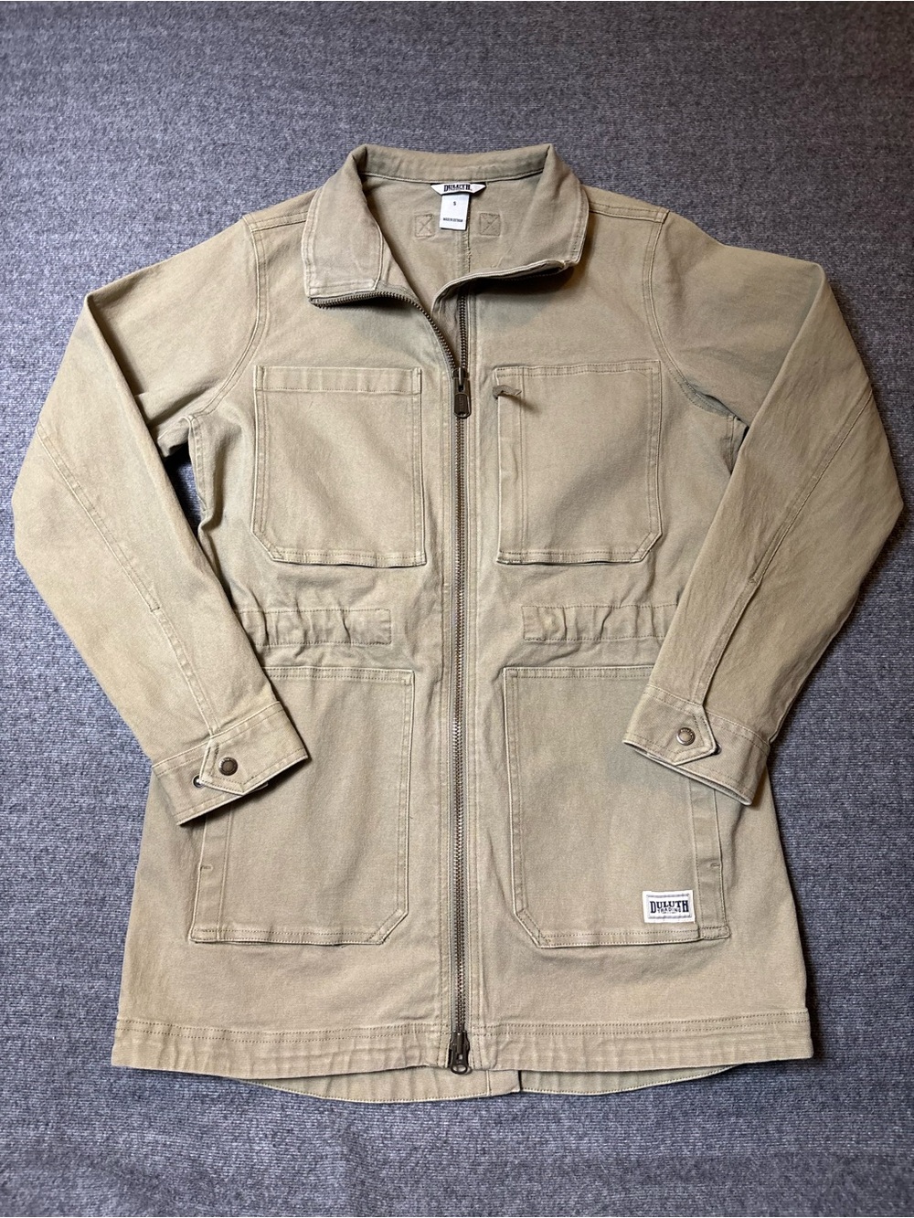 Duluth Trading Co. Olive/Tan Longline Utility Jacket